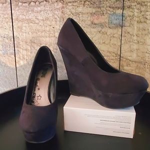 Black Suede Platform Wedges
